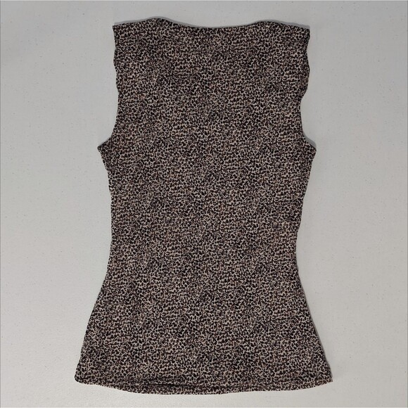 Vintage Y2K Mesh Tank Top Shirt Leopard Cowl Scoop S Small Cable Gauge Cheetah - Picture 5 of 8